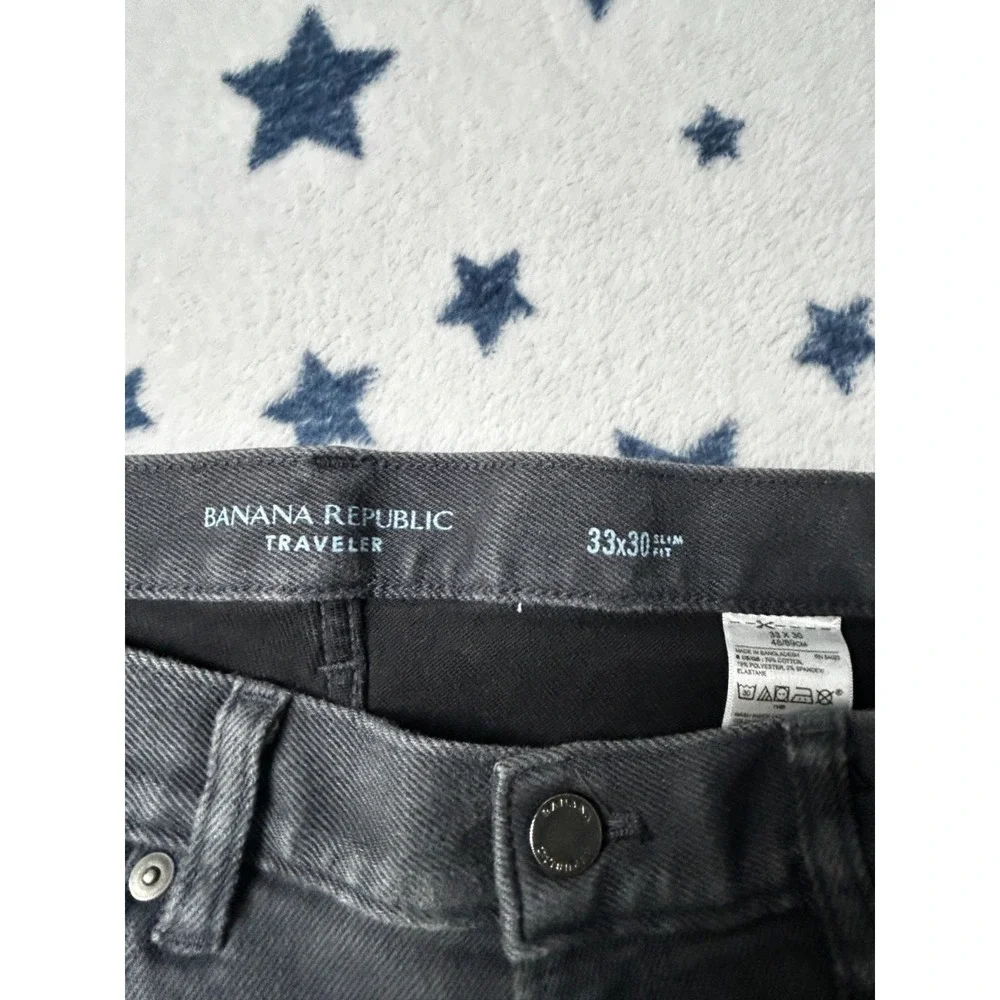 Banana Republic Traveler Slim Fit Jeans Mens 33x30 Gray Stretch Casual Pants